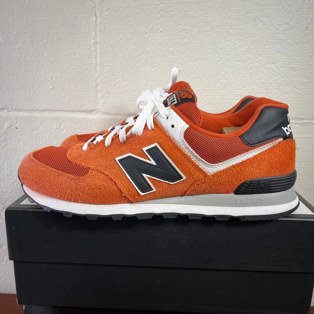 New Balance 574 ML574VTL Varsity Orange Running Shoes Sneaker Men's US 14 EE